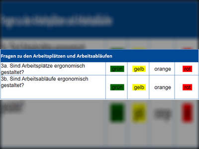 Fragen zu den Arbeitsplätzen und Arbeitsabläufen